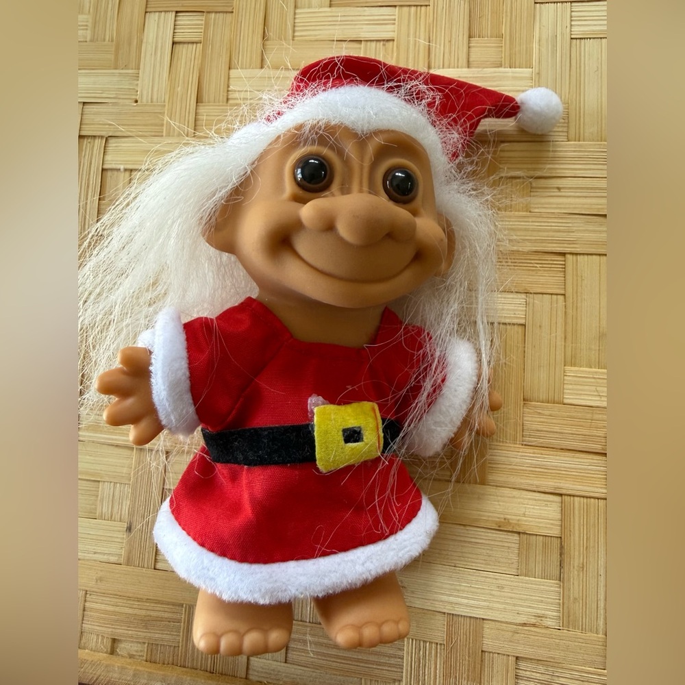 Russ Collectible Troll Doll in Red Outfit with White Hair